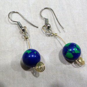 Vintage Blue Ball Drop Earrings